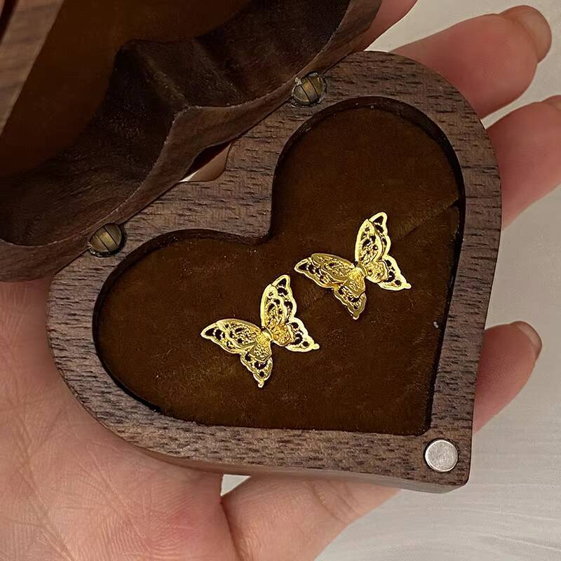 S999 Elegant Luxury Sterling Silver Drop Earrings Double Layer Butterfly with Hollow Filament New Release for Ear Holes