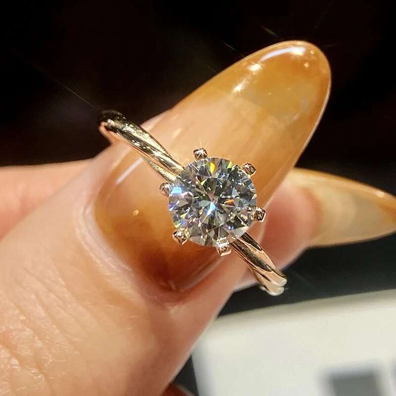 GRA 925 Sterling Silver Rose Gold Twisted Vine Rings for Women Round Shiny Luxury Moissanite Diamond Ring Wedding Fine Jewelry