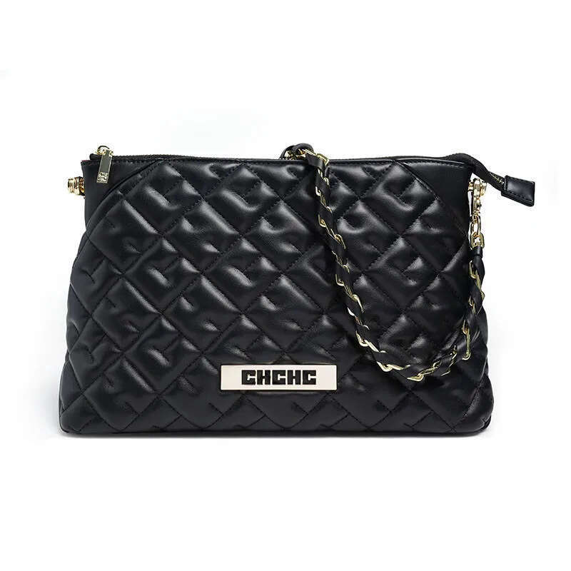 CHHC Fashion Simple Women's Shoulder Large Capacity Solid Color Alphabet Element Cloud Bag