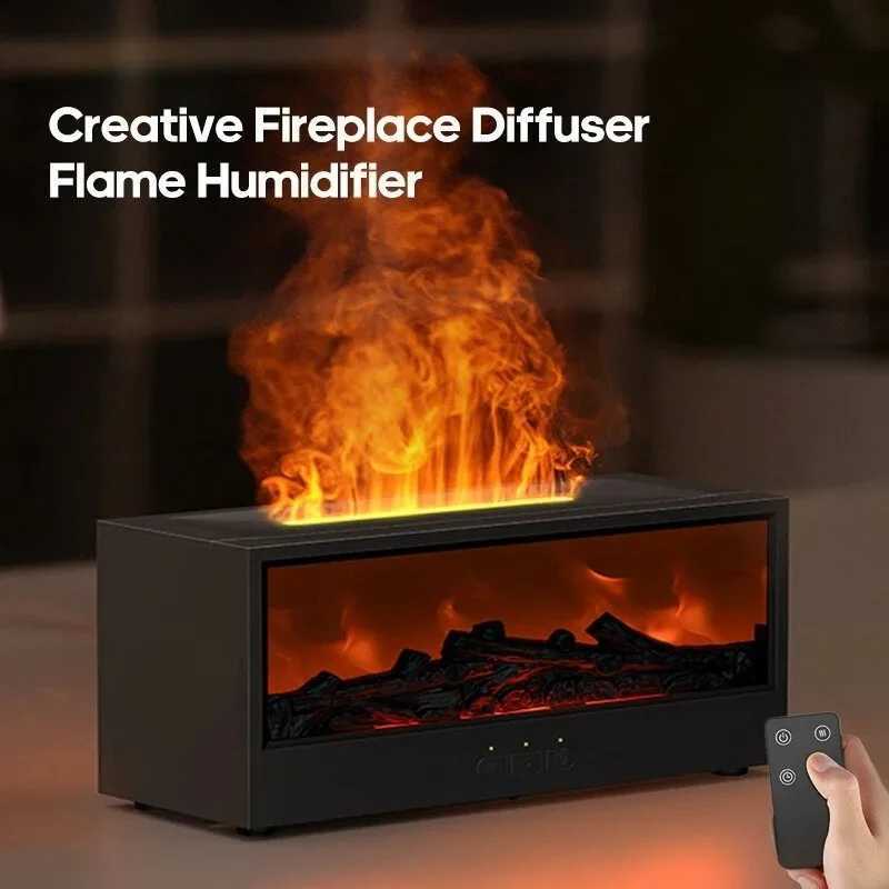 7 Colors Flame Essential Oil Diffuser Mini Fireplace Aromatherapy Humidifier LED Mist Maker for Home Bedroom Relax Decor Y251113
