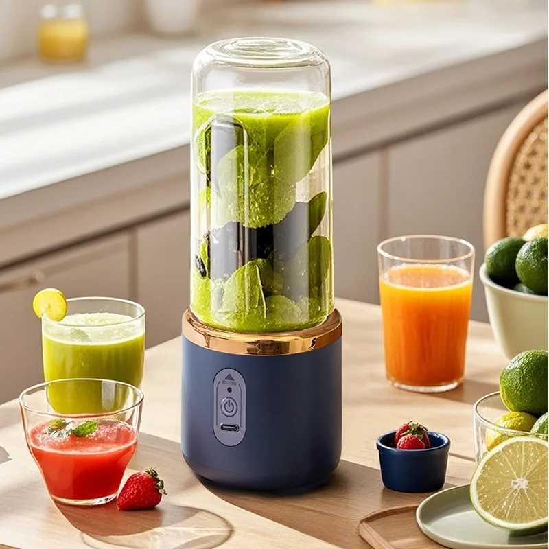 Mini Juicer Home Electric 6 Blades Portable Rechargeable Juice Cup Fruit Blender Kitchen Small Handheld Juicing Cup C251113