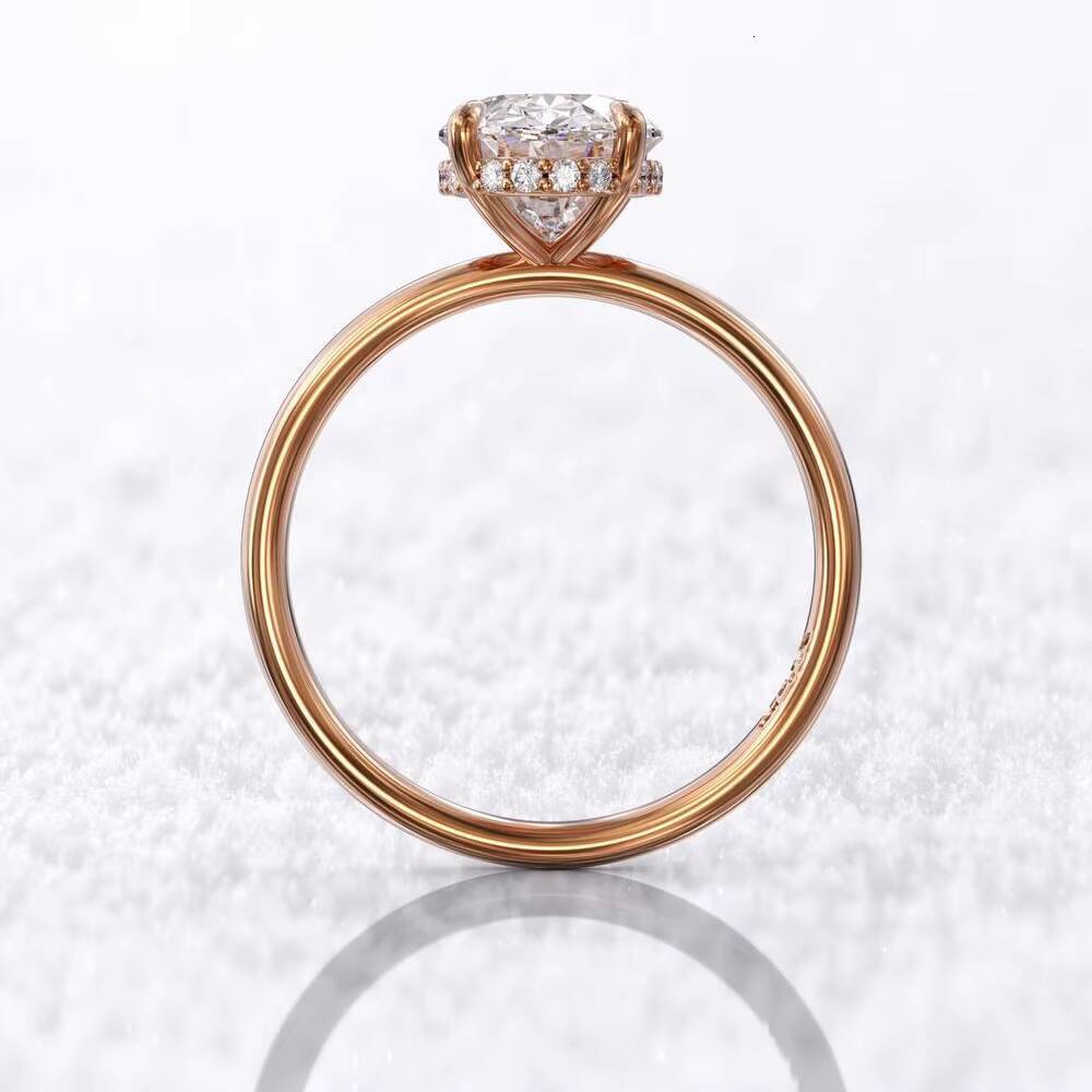 14k Gold Oval Crushed Ice 2ct Moissanite Engagement Ring for Women