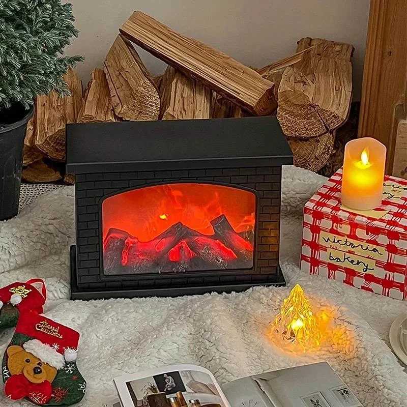 Christmas Fireplace Flame Light Charcoal Style LED Table Lights Lamp for Holiday Winter Gift Party Warm Home Decor Led Lights Y251113