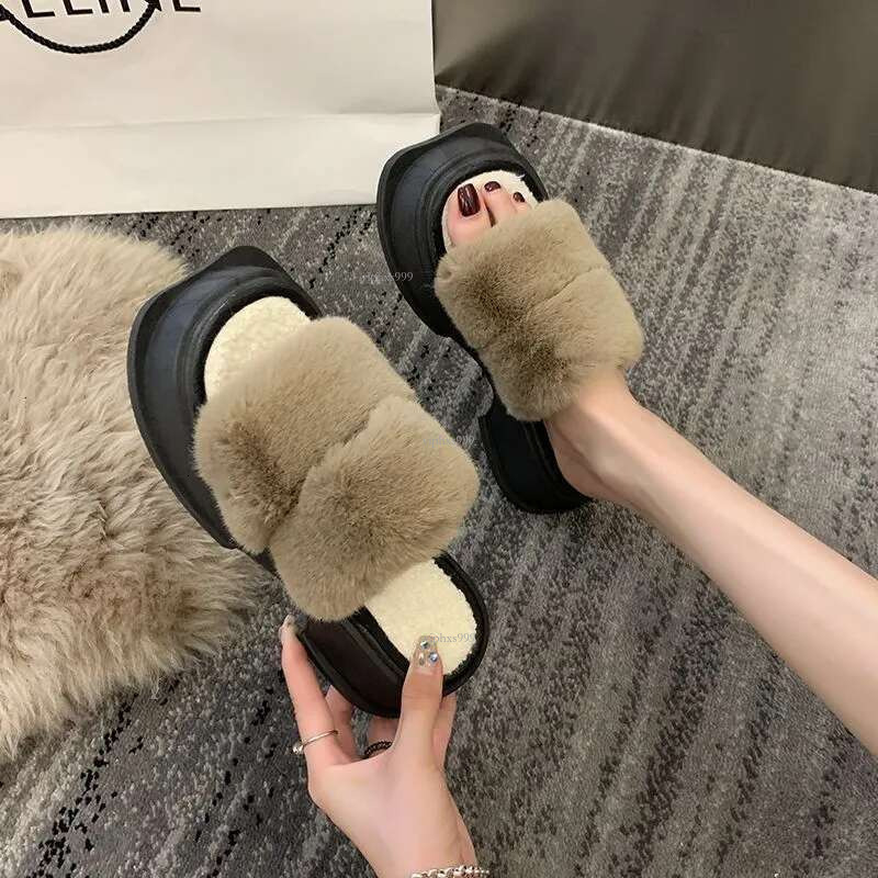 New Free Shipping Designer Shoes Internet Celebrity Beige Hairy For Women's Outdoor Wear In Autumn And Winter 2025 Thick Soled Fairy Style Shoes 