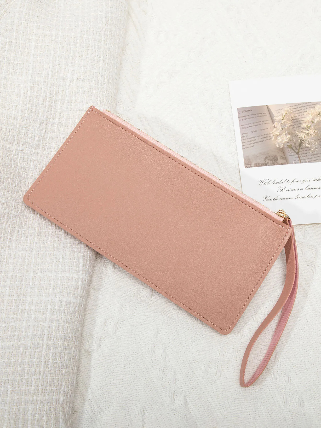 Ultra thin mini PU leather coin purchase simple womens long card bag multifunctional handheld credit card holder womens wallet 250410