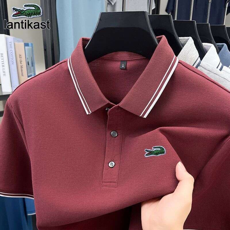 Noble Crocodile Summer New Men's Polo Shirt designer hoodie Short Sleeve LANTI KAST Pure Cotton Turn-Down Collar T-Shirt Solid Color Business Cas