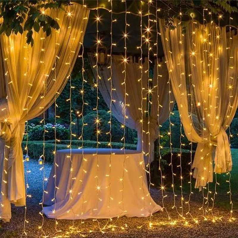 LED Curtain Lights Christmas Decoration 2023 3x3 6x3 9x3 LED Festoon Outdoor String Lights Aesthetic Room Decor New Year Wedding M251113