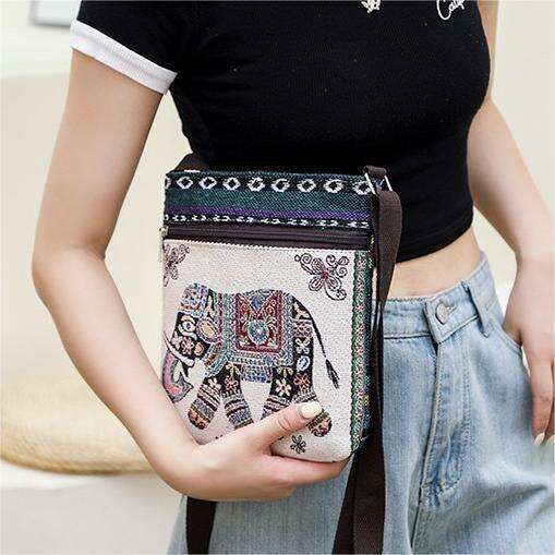 designer bag New best-selling embroidered ethnic style for women's cute outdoor travel mobile phone canvas crossbody shoulder bag