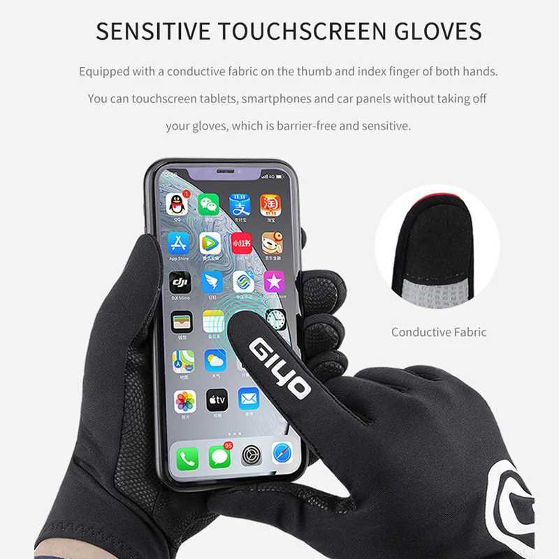 GIYO Winter Gloves Riding Long Finger Autumn For Road MTB Bike Touch Screen Thickened Riding Motorcycle Electric Vehicle GlovesC250412