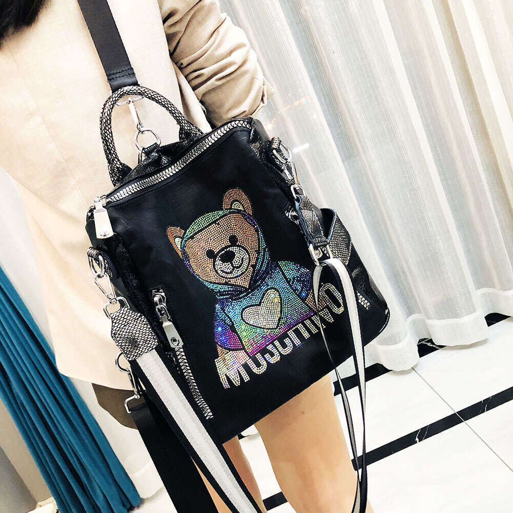 Backpack Colorful Diamond Bear for Women New Fashion Personality Large Capacity Backpack Elegance Versatile Women's Bag