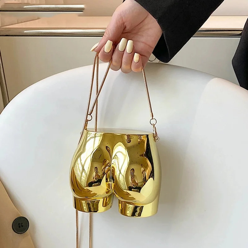 Niche Evening Clutch Purse For Women Golden Silver Acrylic Dinner Party Funny Bags er Chain Cross Body Pouch 250411
