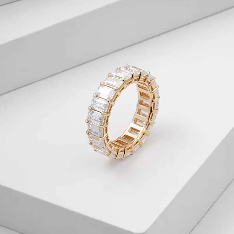 Custom 14k Gold Lab Grown Ring 2*3mm Emerald Cut Band Ring Lab Grown Diamond White Rose Yellow Gold Ring