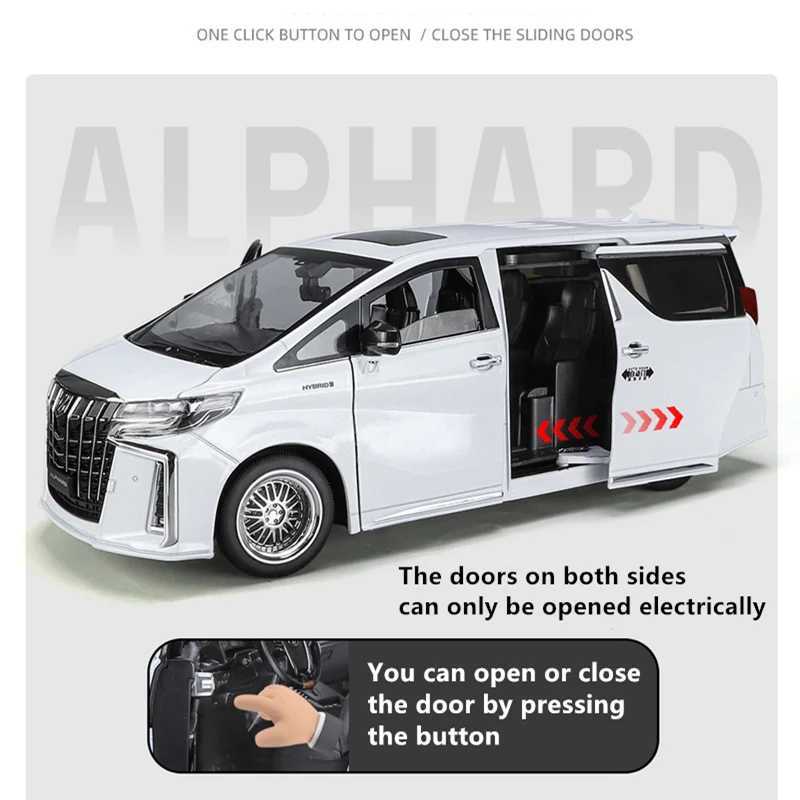 New 1/18 Toyota Alphard MPV Alloy Car Model Diecast Metal Toy Commercial Vehicles Car Model Simulation Sound and Light Kids Gift C251112