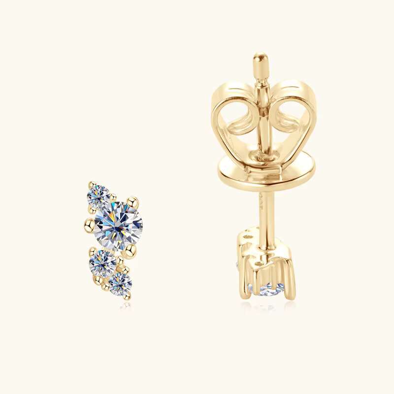 Trendy 925 Sterling Silver Gold Plated Moissanite Earrings Wholesale Flower-Shaped Studs for Weddings Parties and Gifts