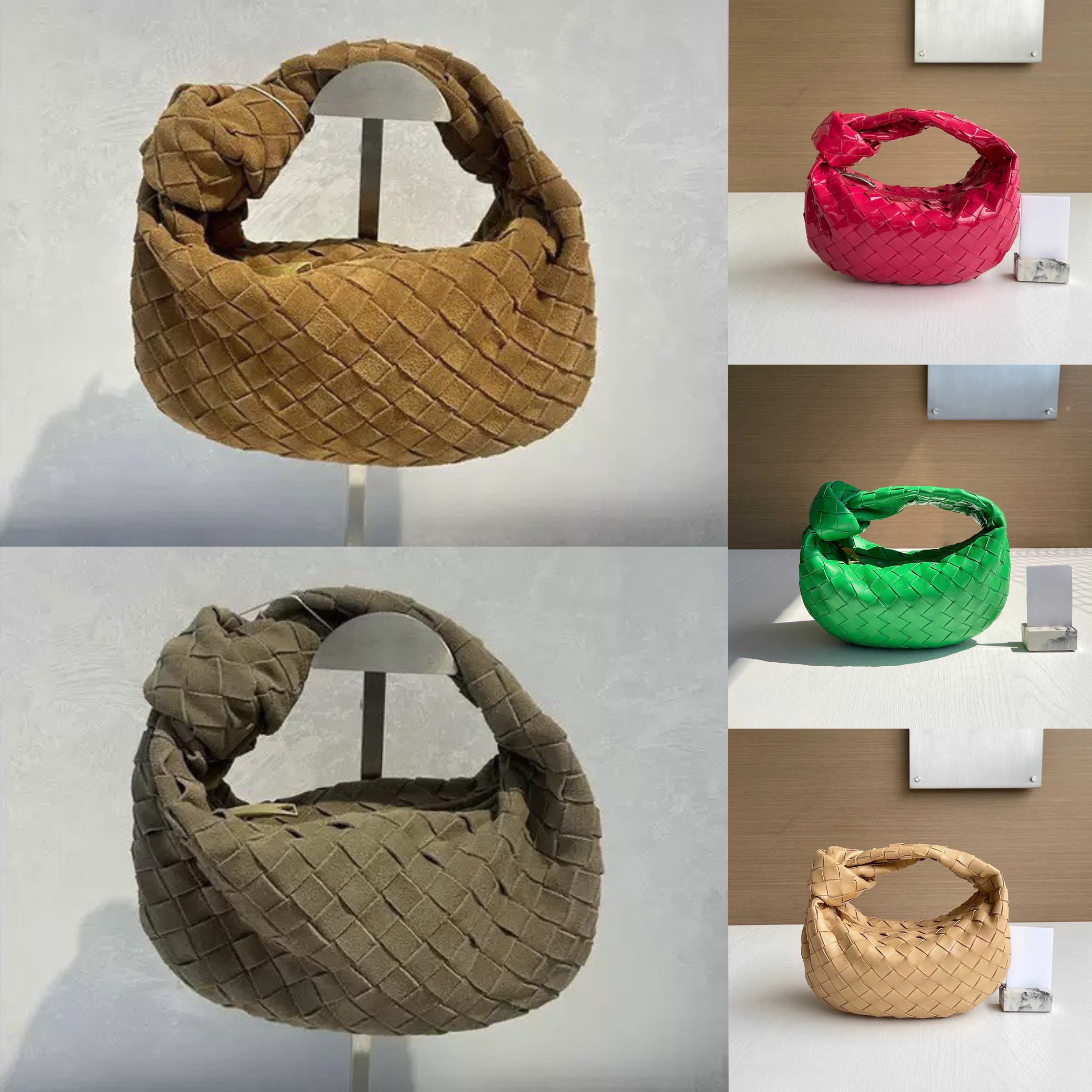 Suede Designer Bags Jodie Handbag Luxury Bag Woven knotted Hobo bag Women Fashion Zipper Shoulder Bags High Quality Leather Mini Dumpling bag underarm bag Purse