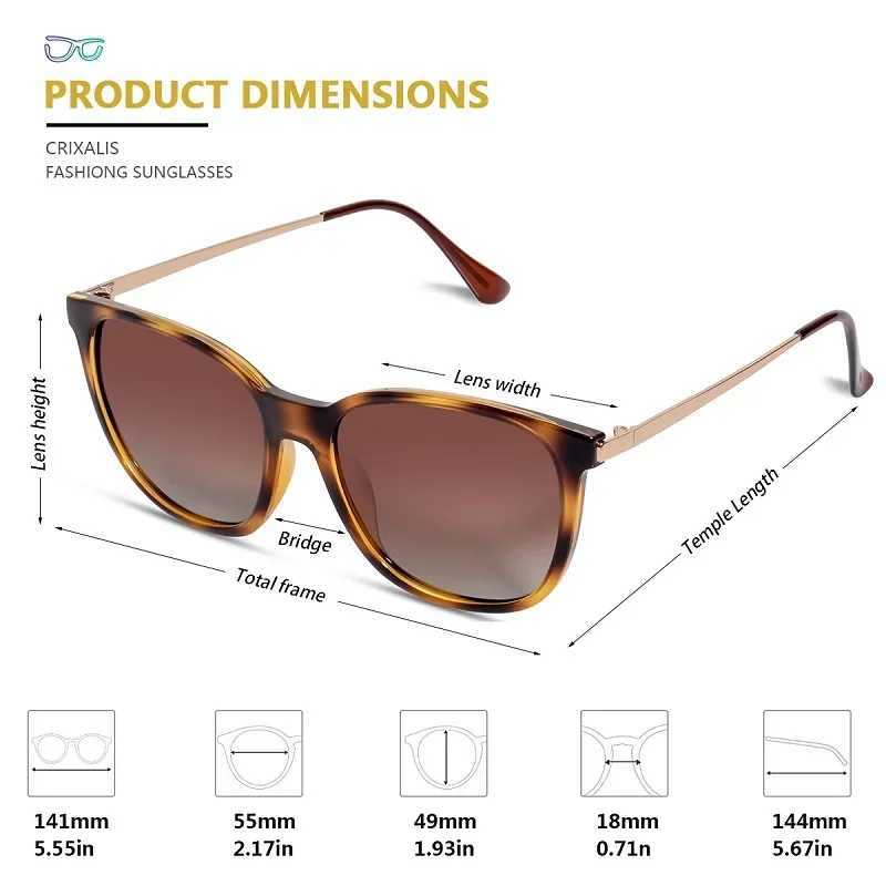 CRIXS Vintage Cateye Polarized Sunglasses for Women Anti Glare Driving Sun Glasses Ladies Luxury Brand Designer Shades FemaleC250412