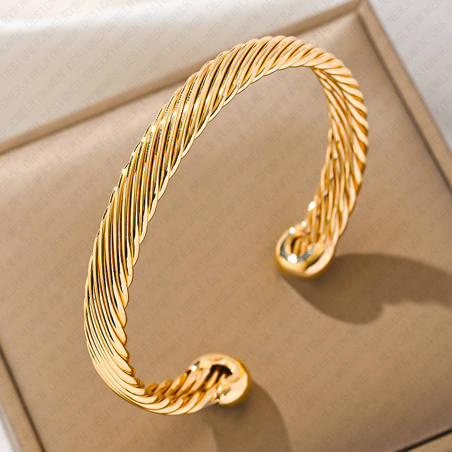 Designer Bracelet Bracelet for Women Twisted Wire Bracelets Gold Bangle Open Bangles Luxury Jewlery Designer for Women Elegant Sophisticated Premium G