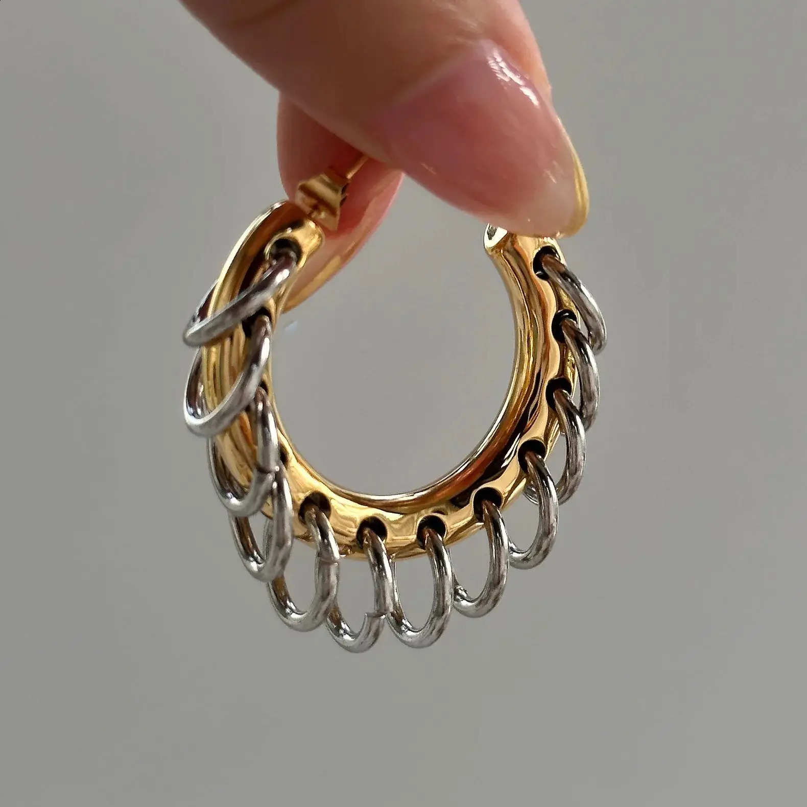 stainless steel chain earrings retro multi round earrings suitable for girls fashionable aesthetic jewelry 250409