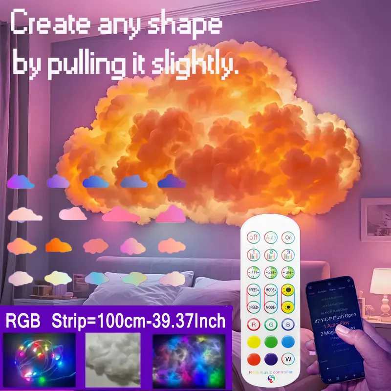 3D Cloud Lighting Light Led Lamp Multicolor Bedroom Clouds Lights Thunder Clouds Colorful Atmosphere DIY Creative Catton Cloud W251112