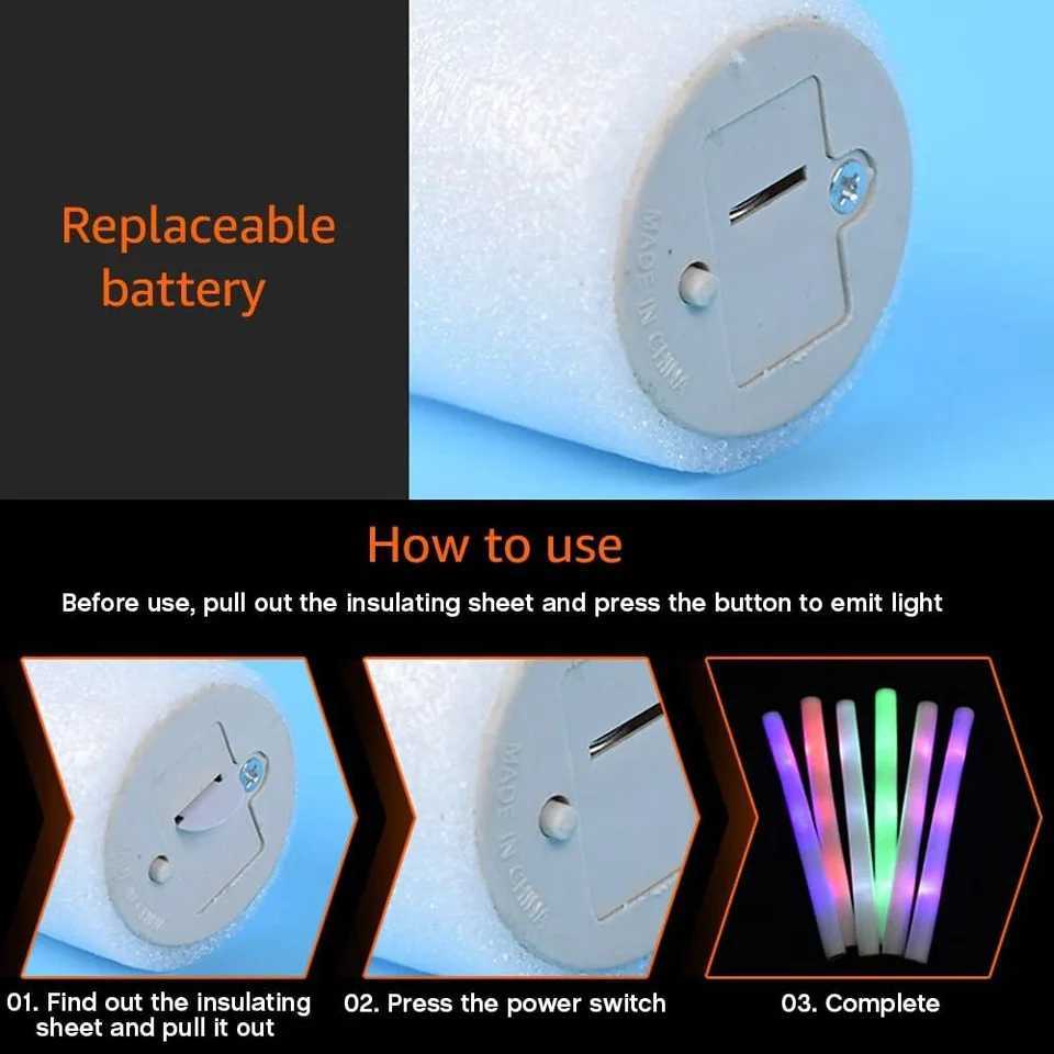 100PCS LED Colorful Glow Sticks Adjustable 3 Light Modes Glow Foam Stick Cheer Tube For Xmas Birthday Concert Party Supplies C251113