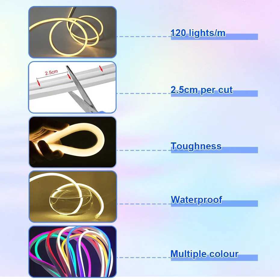 Tuya Smart WiFi RGB LED Neon Light Strip12V 120Leds/m Flexible Tape Bluetooth/ Remote Control Waterproof Lamp Decor for Room W251112