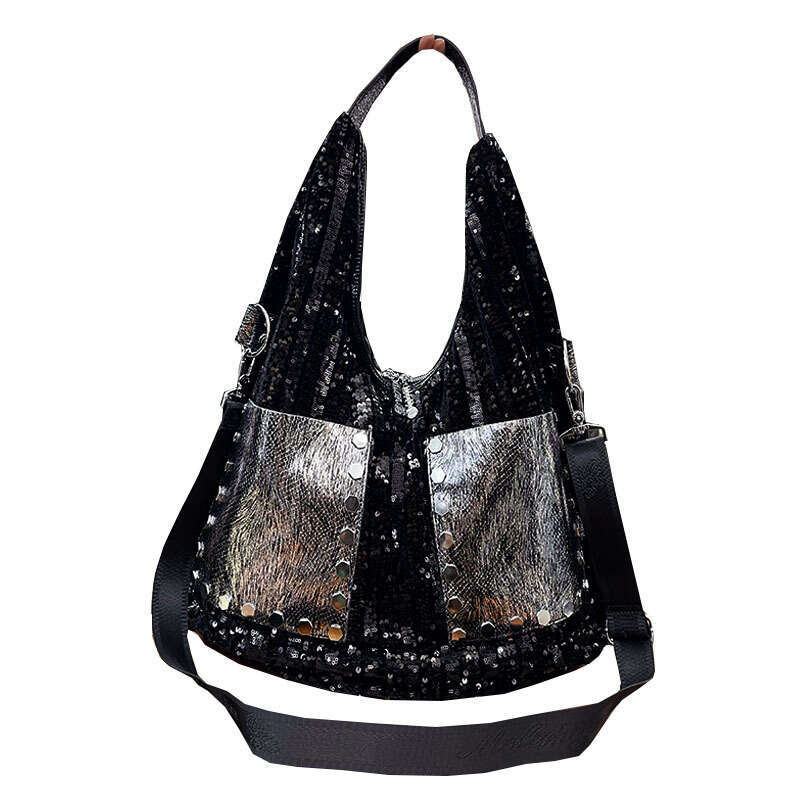 Backpack Large Capacity Soft Leather Fashion Glitter Single Shoulder Big Trendy New Personalized Handbag Crossbody Bag