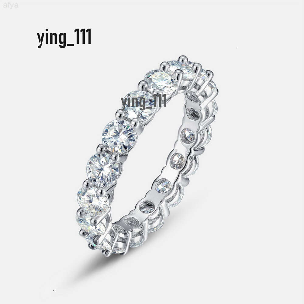 Kacy Gra Certified Moissanite Diamond Rin 925 Sterling Sliver Iced Out Hip Hop Men Tennis Eternity Band Cuban Link Fine Jewelry