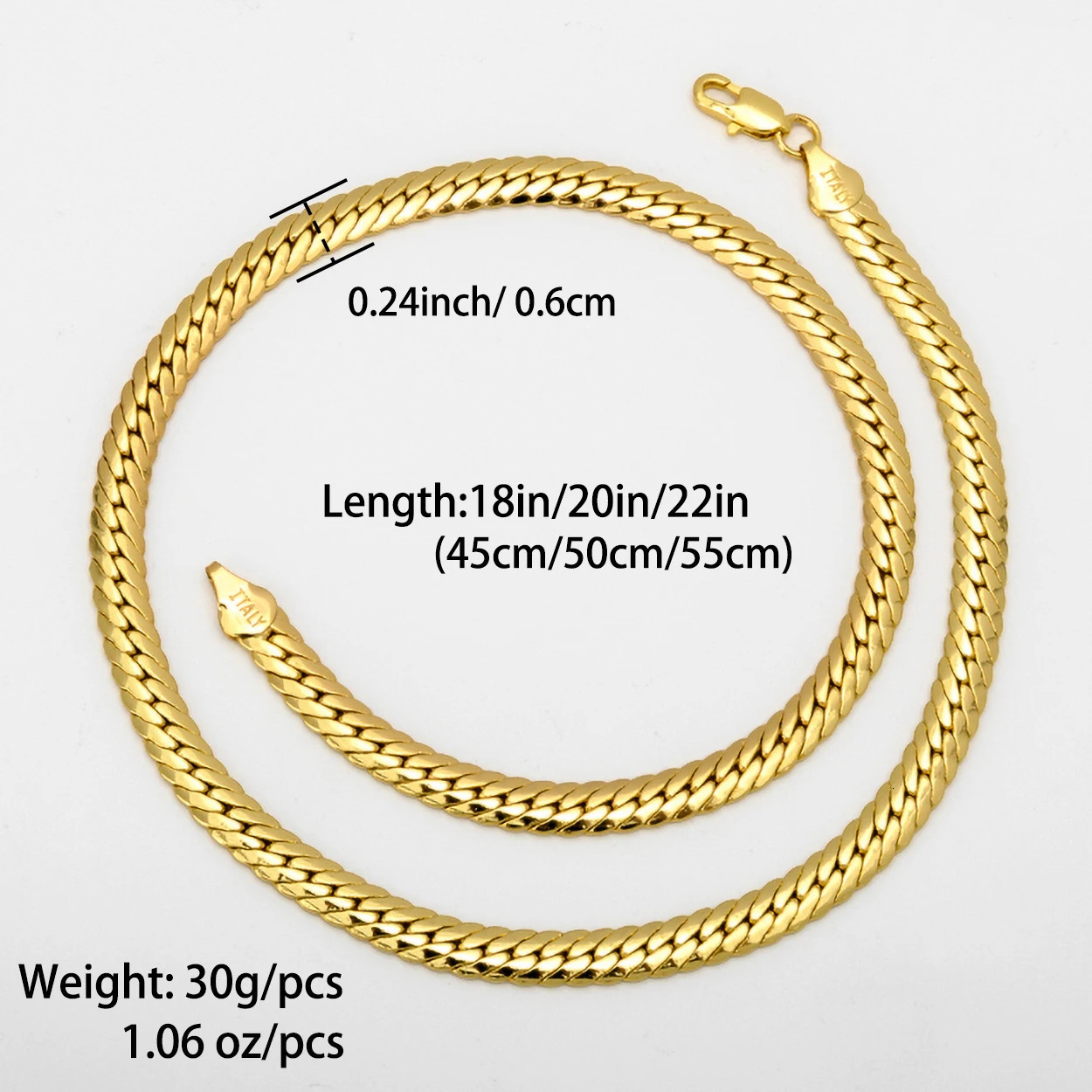 Sunny Jewelry Fashion Copper Necklace Snake Chains Gold Plated High Quality For Women Man Italy 750 For Daily Wear Gift 251110