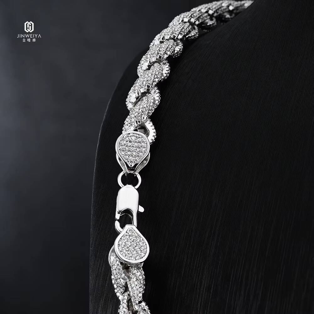 Nice Bling 8mm Cuban Link VVS Moissanite 925 Hip Hop Iced Out Cuban Link Chain 18k Gold Plated Necklace New Year Gift