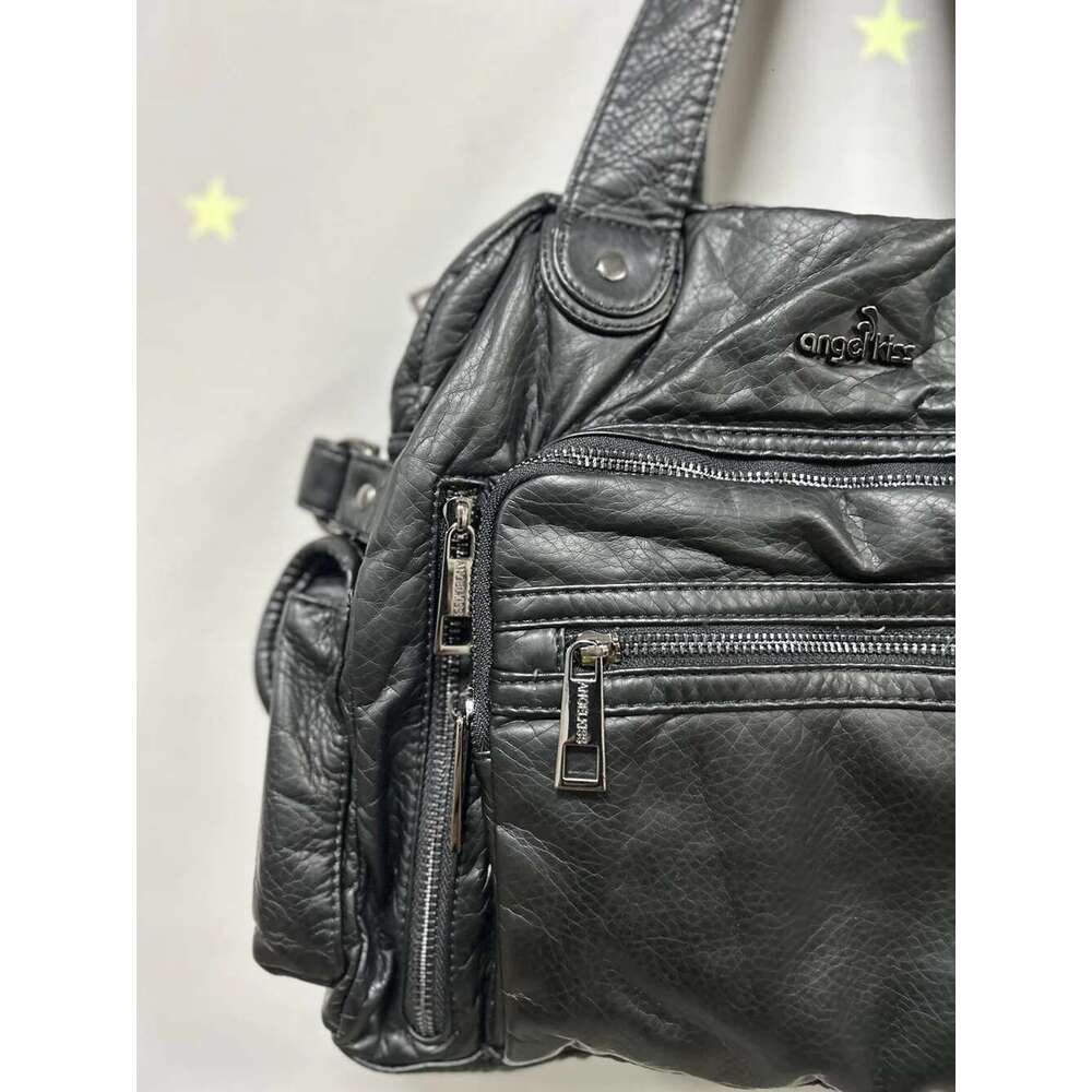 Angelkiss Women Handbags Satchel Top-Handle Leopard Handbag PU Bag Dumpg Pack Multi-Pockets Shoulder Bags