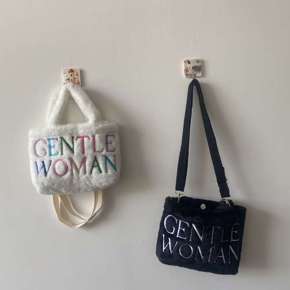 Thai niche design new letter fashion GW embroidered women's crossbody tote bag cute one shoulder plush