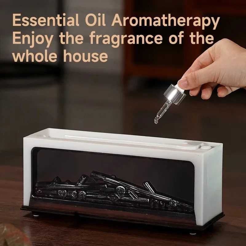 C06 Flame Fireplace Aromatherapy Humidifier Creative Automatic Scent Diffuser With 7-Color Lights Quiet Mist Maker For Bedroom Y251113