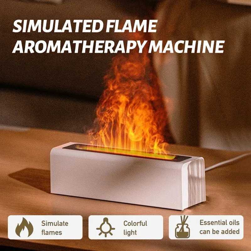 Desktop Seven Color Simulation Flame Diffuser Home Office Usb Plug-in Air Humidifier Fragrance Machine Humidifier Diffuser Y251113