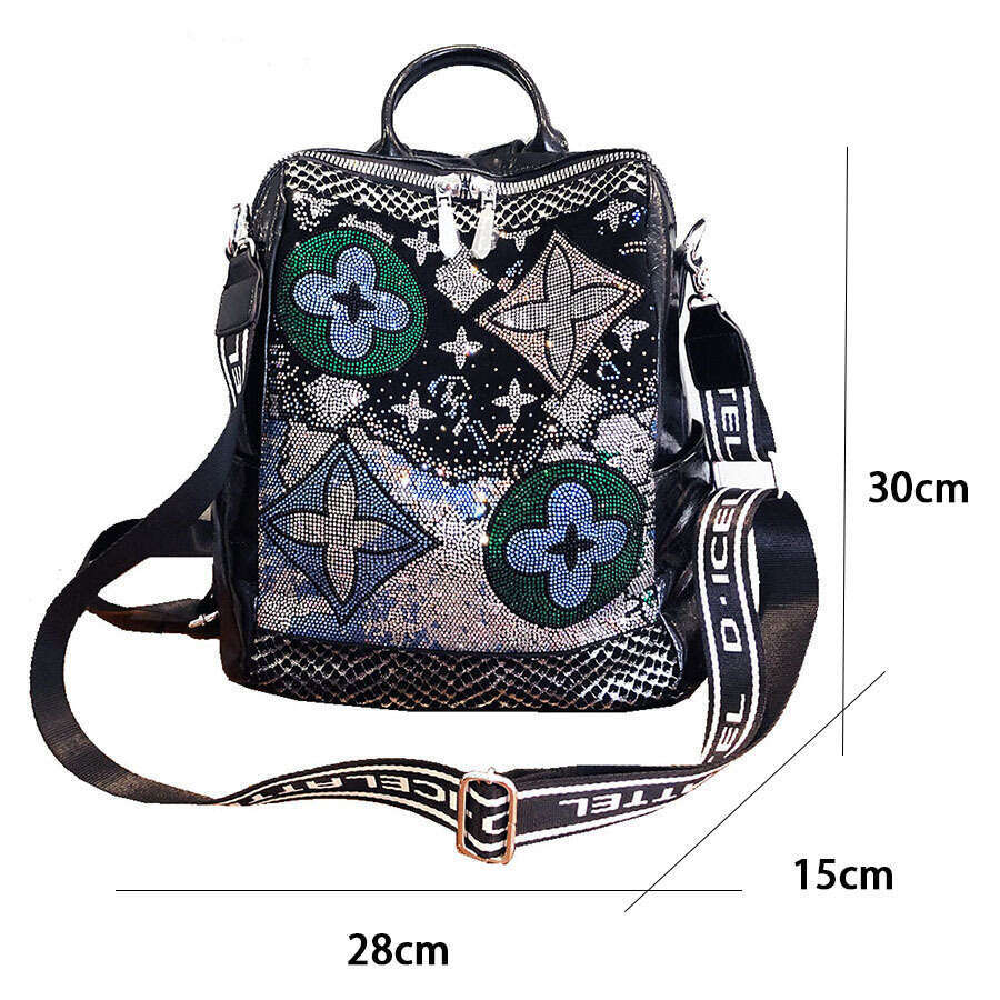 Backpack Premium Flower Inlaid Diamond for Women New Fashionable Versatile Women's Backpack Shoulder Bag