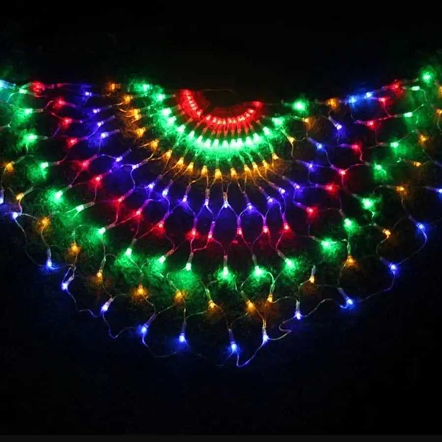 EU/US Plug 3206M 420LED 3 Peacock String Lights Outdoor Mesh Net Led Fairy Lights Christma Wedding New Year Decor Garland Lam M251113
