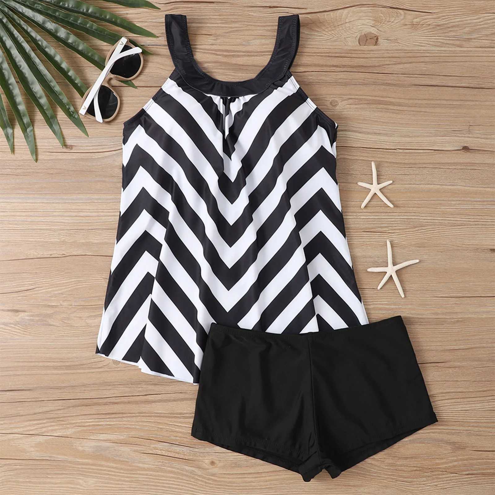 Two Piece Colorful Flower Print Strap Swimsuit Womens Sexy Layered Camisole Split Sport Beachwear Female Swimming Suit SummerW251113