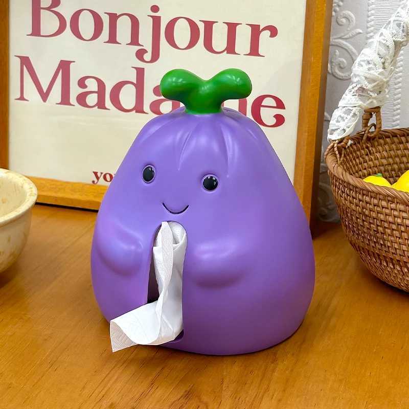Cute Eggplant Tissue Box Creative Cartoon Paper Box He Living Ro Desktop Decoration Ornament Pvc Napkin Paper Box Y251112