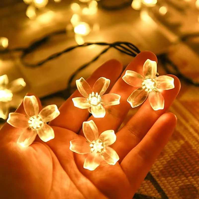 Cherry Blossom Flower Garland Lamp battery Operated LED String Fairy Lights Crystal Flowers Indoor Wedding Christmas Decors M251113