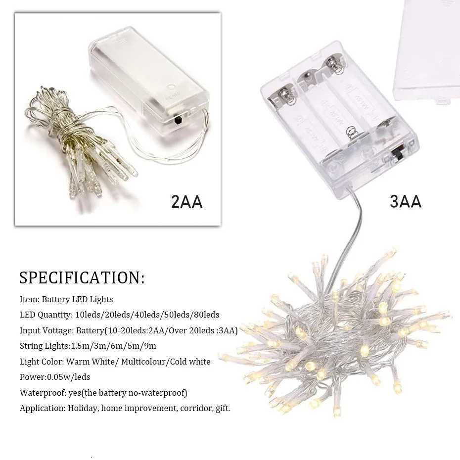 Hot Sale 15m/3m/6m/75m/10m Christmas Lights Waterproof Battery Led String Lights Christmas Decorations For Home M251113