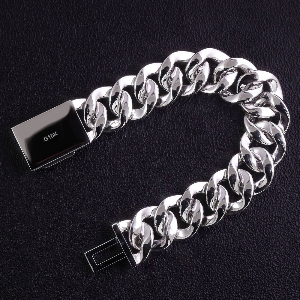 Wholesale Custom 7 8 9 Inch 20mm Cuban Bracelet Jewelry 10k White Gold Cuban Link Chain Lab Grown Diamond Cuban Link Party Use