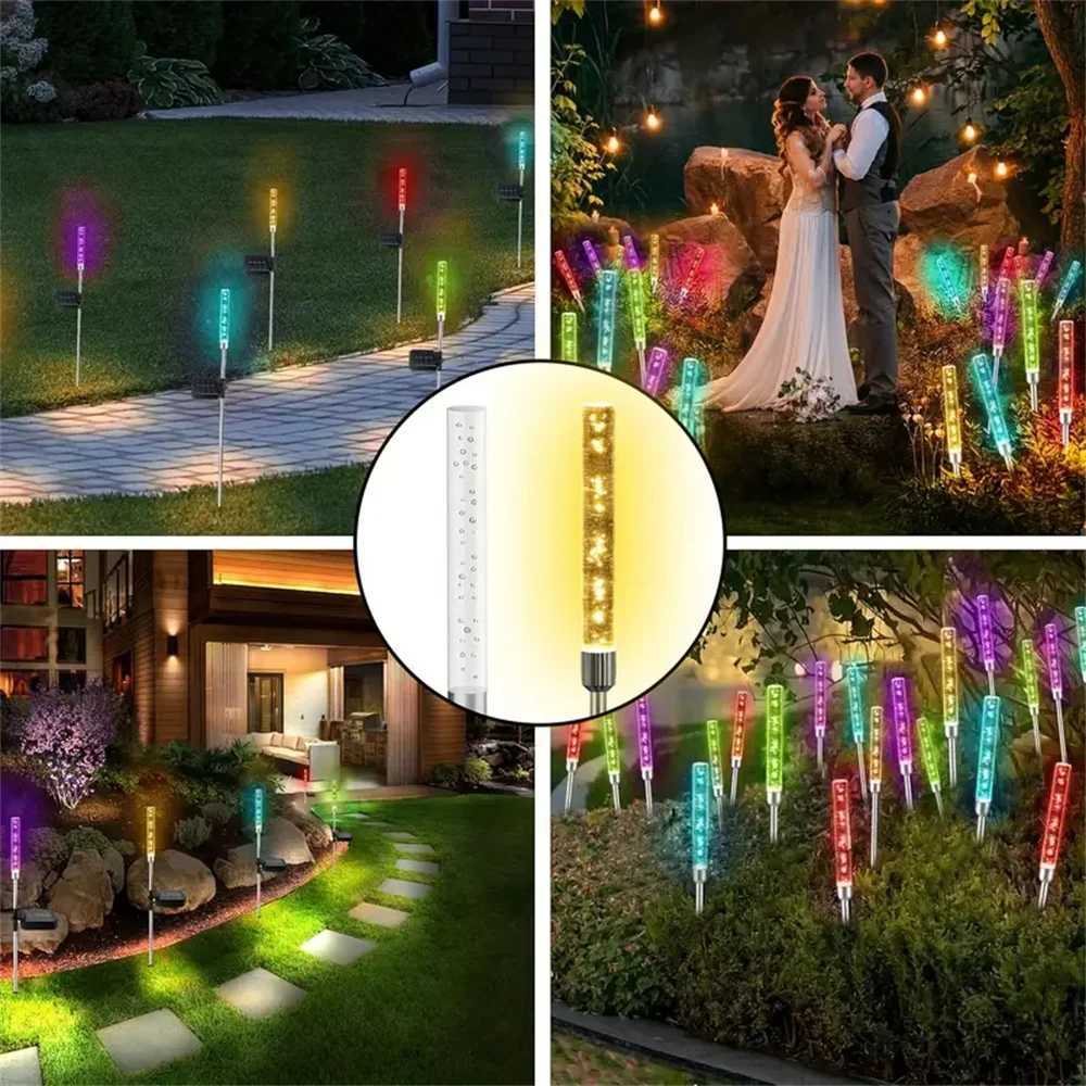 1/2/4PC Solar Reed Lamp Bubble Stick RGB Colorful Acrylic Courtyard Park Scenic Area Lawn Garden Insertion Landscape Lamp M251113