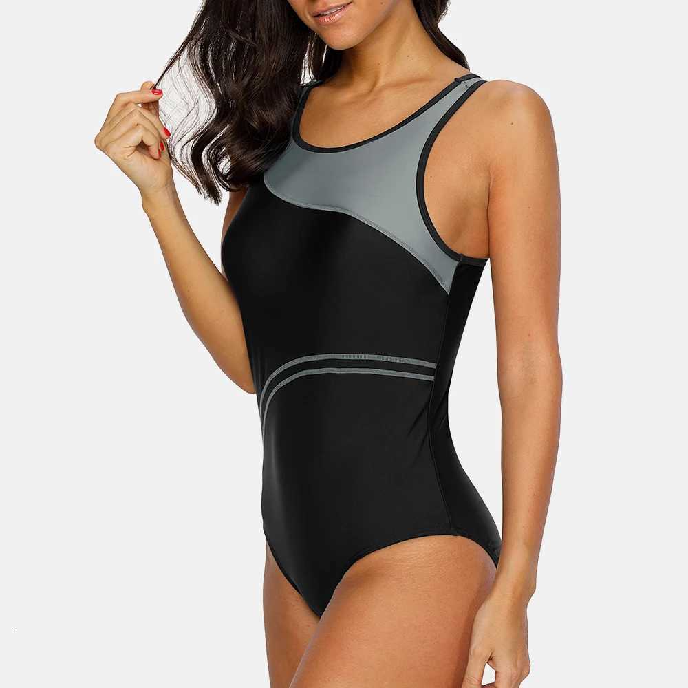 Anfilia One Piece Women Sports Swimwear sport swimsuit patchwork swimsuit Striped Swimsuit Women Bikini Beach Wear Bathing SuitW251113