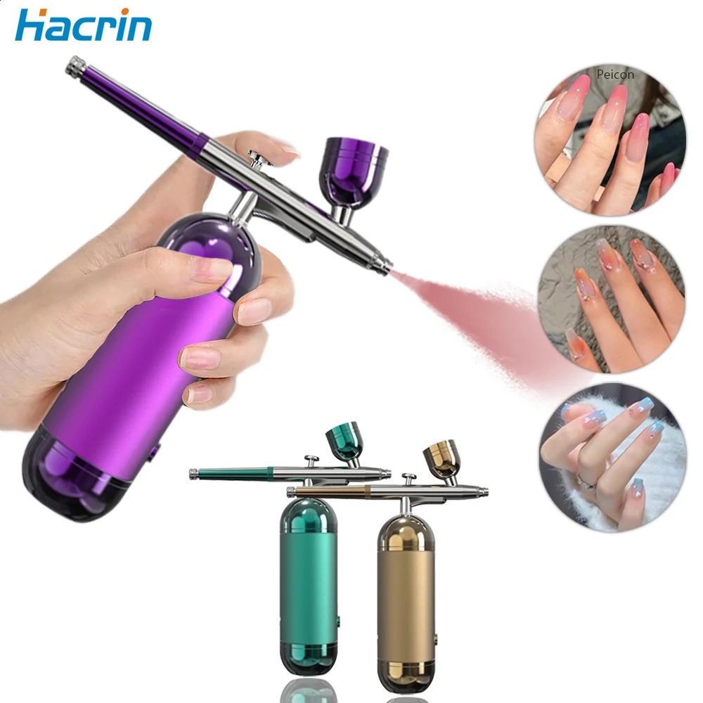 Airbrush Nail With Compressor Portable Airbrush Mini for Nail Art Painting Makeup Air Spray Gun Oxygen Injector Air Brush Kit 250409