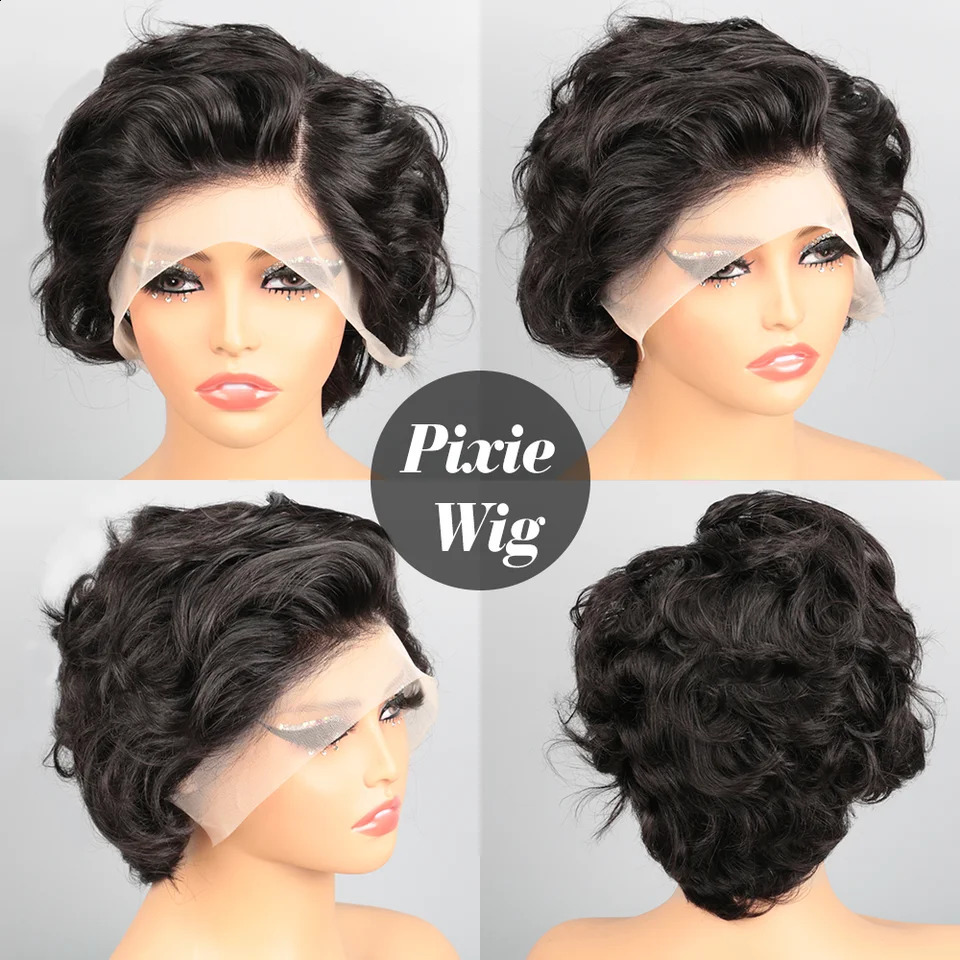 PixieCut Wig Human Hair 13X4 Rose Curly Short Human Hair Wigs Natural Color HD Lace Frontal Wig Curly Human Hair Wig for Woman 250410