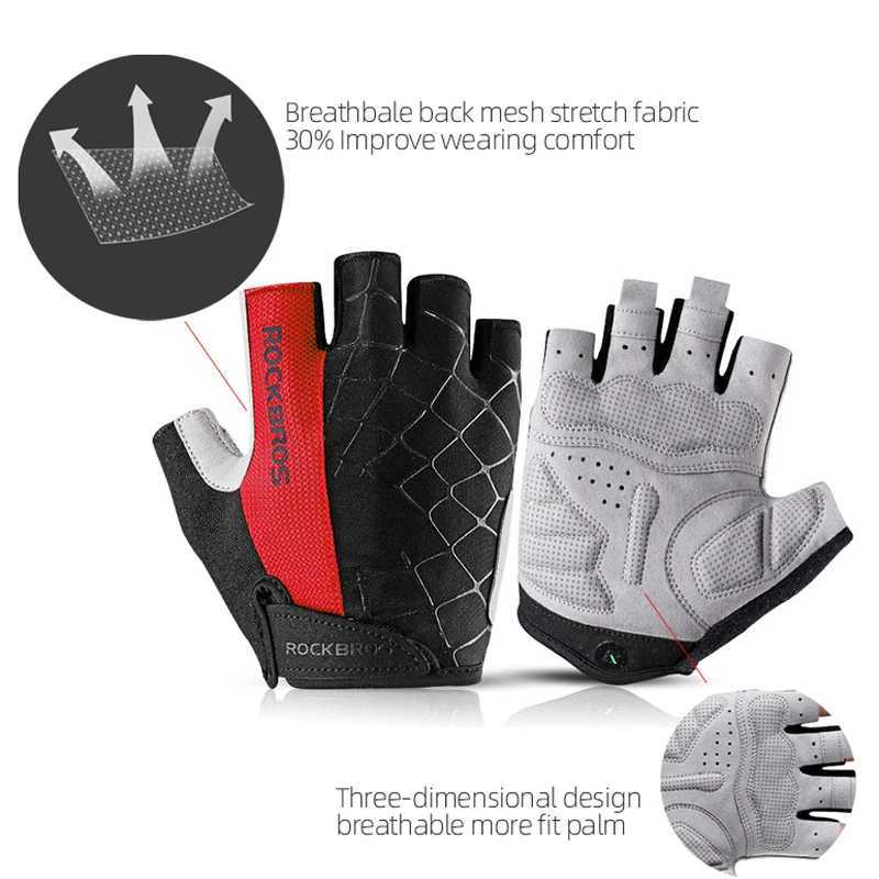 ROCKBROS Cycling Bike Gloves Half Finger Shockproof Breathable MTB Mountain Bicycle Sports Gloves Men Women Cycling EquipmentC250412