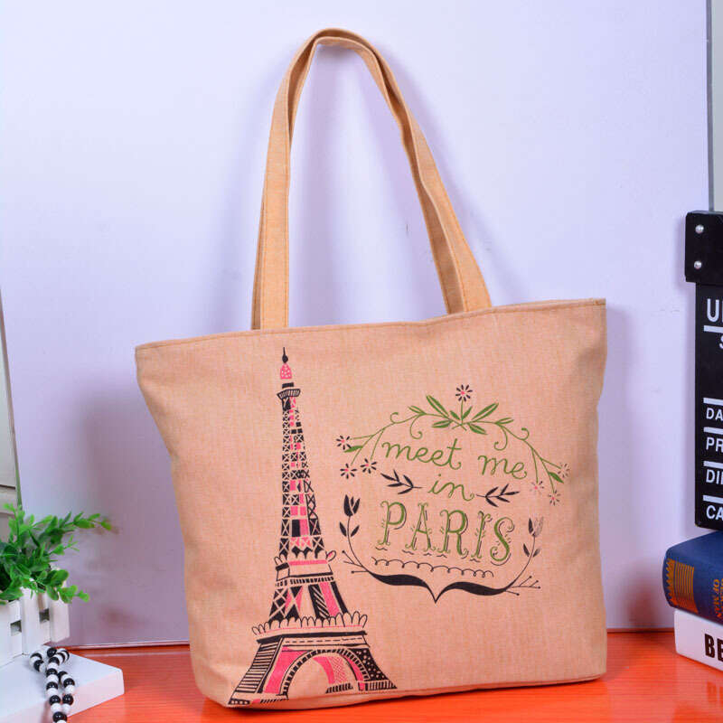 Ladies' handbag, student canvas Korean printed single shoulder tote minimalist crossbody bag, bags