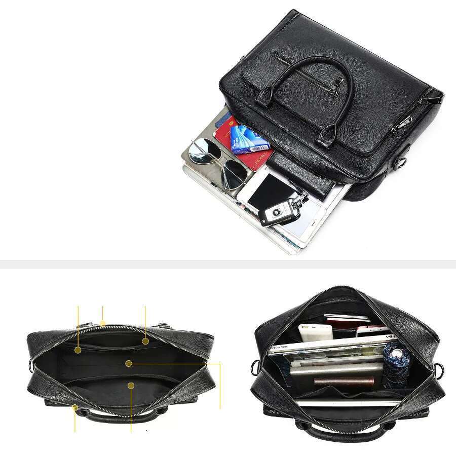 Business shoulder bags men women messenger bag cow leather big capacity 15 inch laptop office handbag