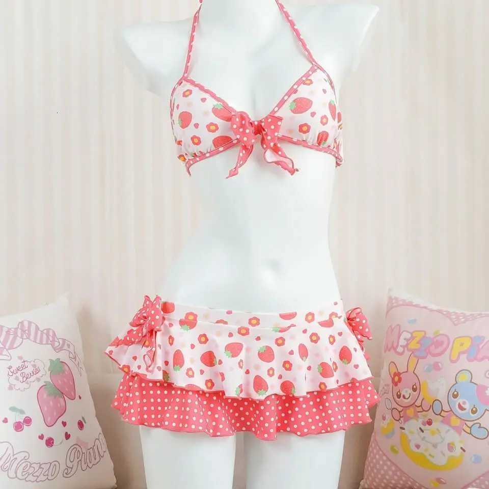 Y2k Summer Cute Pink Sweet Patchwork Sets Cute Bow Design Sexy Lace-up Style Bikini Swimsuit Beach Vaction Clothes 2025 NewW251113