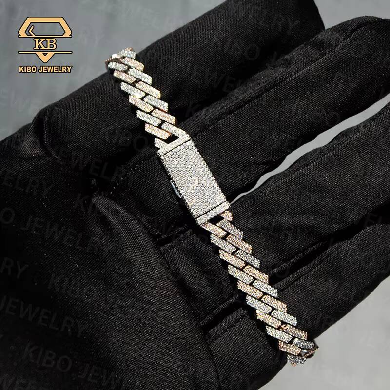 Fashion Chains Necklaces 10mm 2 Rows Men Bracelet Classic 925 Silver Two-Color Hip Hop Iced Out Cuban Moissanite Chain for Women