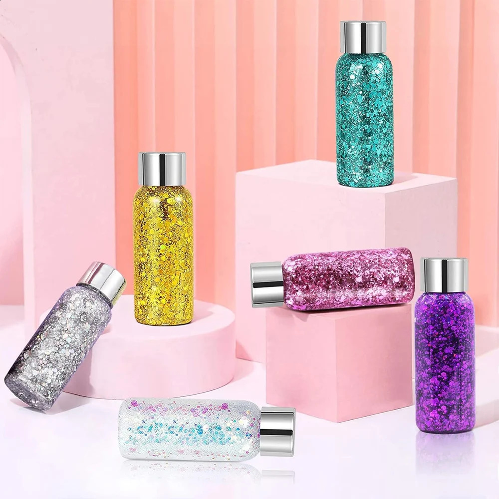 9 Pack Face Glitter Gel Mermaid Sequin Chunky Glitter Bar Makeup Lip Hair Eyeshadow Body Glitter Glue For Party Festival Makeup 250410